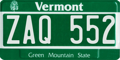 VT license plate ZAQ552