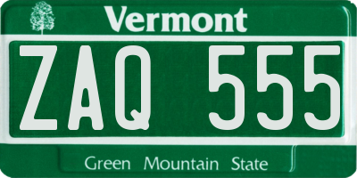 VT license plate ZAQ555