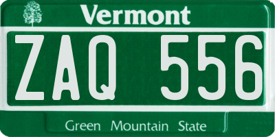 VT license plate ZAQ556