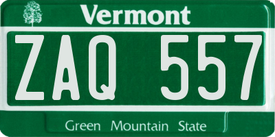 VT license plate ZAQ557