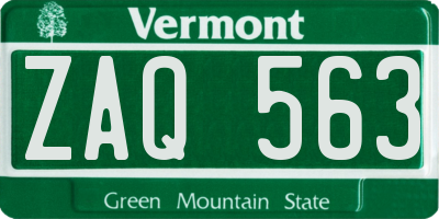VT license plate ZAQ563