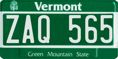 VT license plate ZAQ565