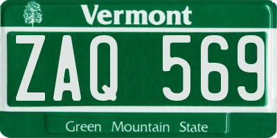 VT license plate ZAQ569