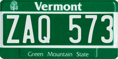 VT license plate ZAQ573