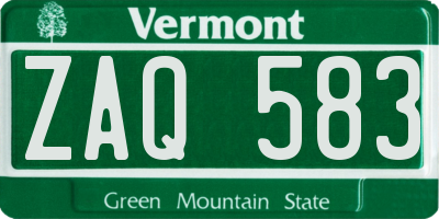 VT license plate ZAQ583
