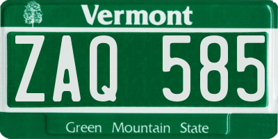 VT license plate ZAQ585