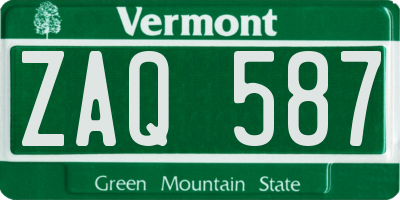 VT license plate ZAQ587