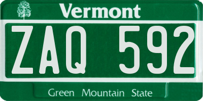 VT license plate ZAQ592