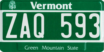 VT license plate ZAQ593