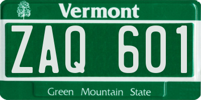 VT license plate ZAQ601