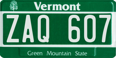 VT license plate ZAQ607
