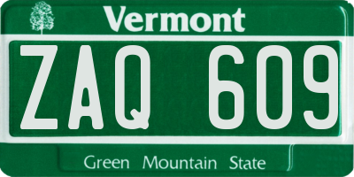 VT license plate ZAQ609