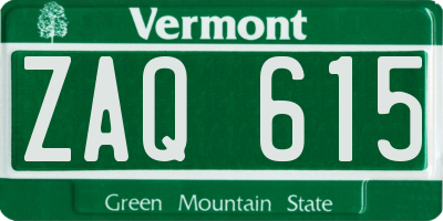 VT license plate ZAQ615