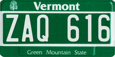 VT license plate ZAQ616