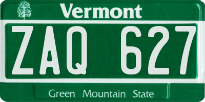 VT license plate ZAQ627