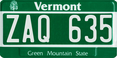 VT license plate ZAQ635