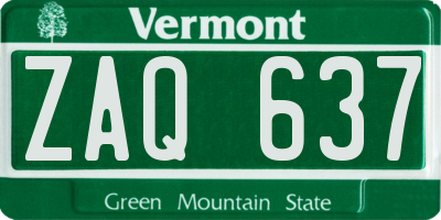 VT license plate ZAQ637