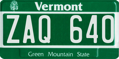 VT license plate ZAQ640