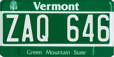 VT license plate ZAQ646