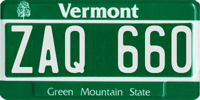 VT license plate ZAQ660