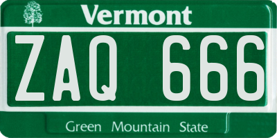 VT license plate ZAQ666