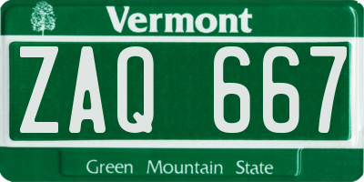 VT license plate ZAQ667