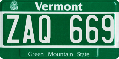VT license plate ZAQ669