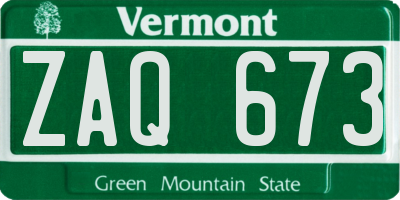 VT license plate ZAQ673