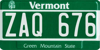 VT license plate ZAQ676
