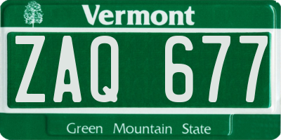 VT license plate ZAQ677