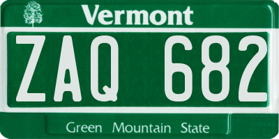 VT license plate ZAQ682