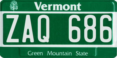 VT license plate ZAQ686