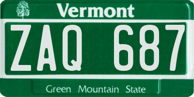 VT license plate ZAQ687