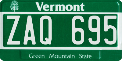 VT license plate ZAQ695