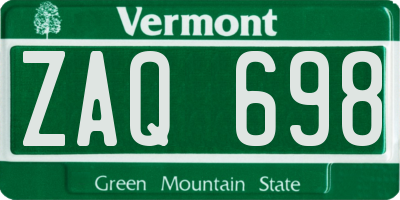 VT license plate ZAQ698