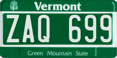 VT license plate ZAQ699