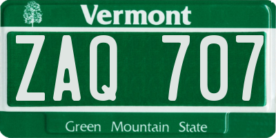 VT license plate ZAQ707