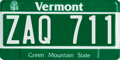 VT license plate ZAQ711