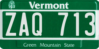 VT license plate ZAQ713