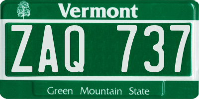 VT license plate ZAQ737