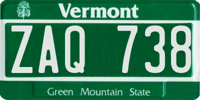VT license plate ZAQ738