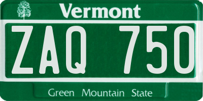VT license plate ZAQ750