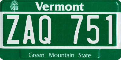 VT license plate ZAQ751