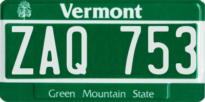 VT license plate ZAQ753