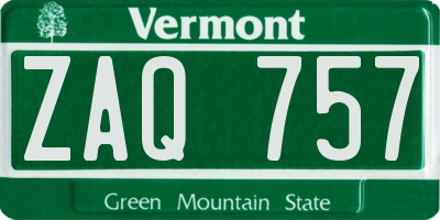 VT license plate ZAQ757