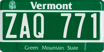 VT license plate ZAQ771