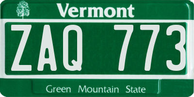 VT license plate ZAQ773