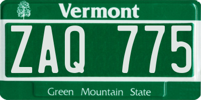 VT license plate ZAQ775