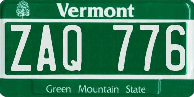 VT license plate ZAQ776
