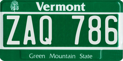 VT license plate ZAQ786